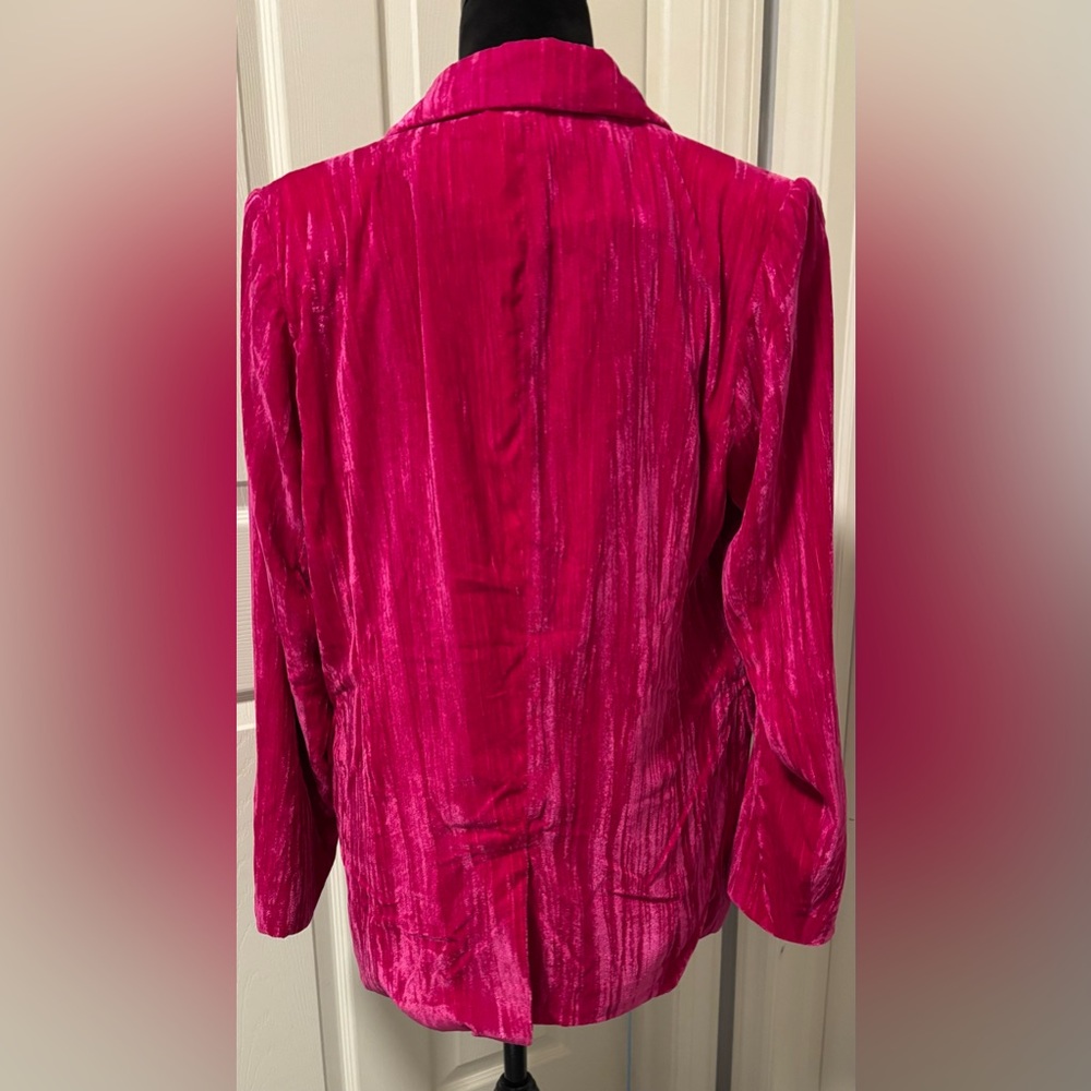 NWT Ellison Fuchsia Crushed Velvet Blazer - Picture 4 of 12